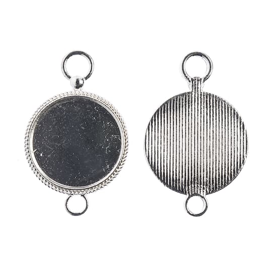 John Bead 23mm Silver Round Pendant Frames, 3ct.